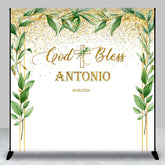 Lofaris Custom God Bless Greenery White Baptism Backdrop